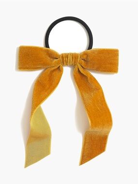 J.CREW Velvet Bow Hair Tie Mustard